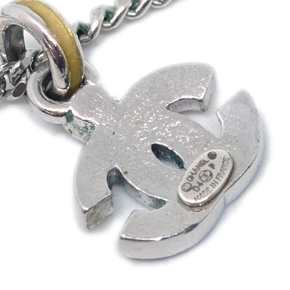 Chanel CC Chain Necklace Pendant Rhinestone Silver 04P