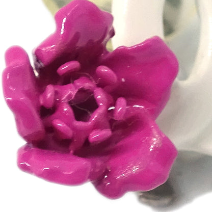 Chanel CC Flower Earrings Clip-On White 04P