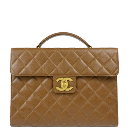 Chanel Brown Caviar Briefcase Business Handbag