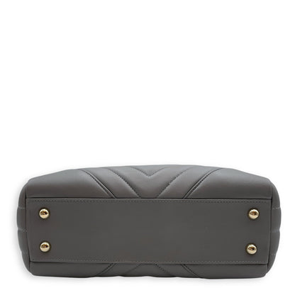 Chevron Print Seasonal Tote 25x21x9cm Grey Shoulder Bag in Lambskin, Gold hardware