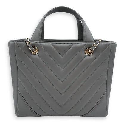 Chevron Print Seasonal Tote 25x21x9cm Grey Shoulder Bag in Lambskin, Gold hardware