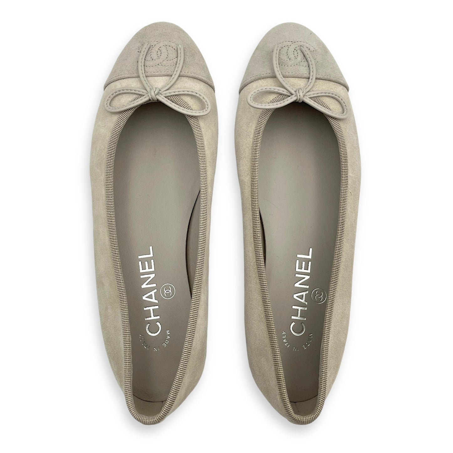 Ballerina 36.5C Grey Flats in Suede Leather