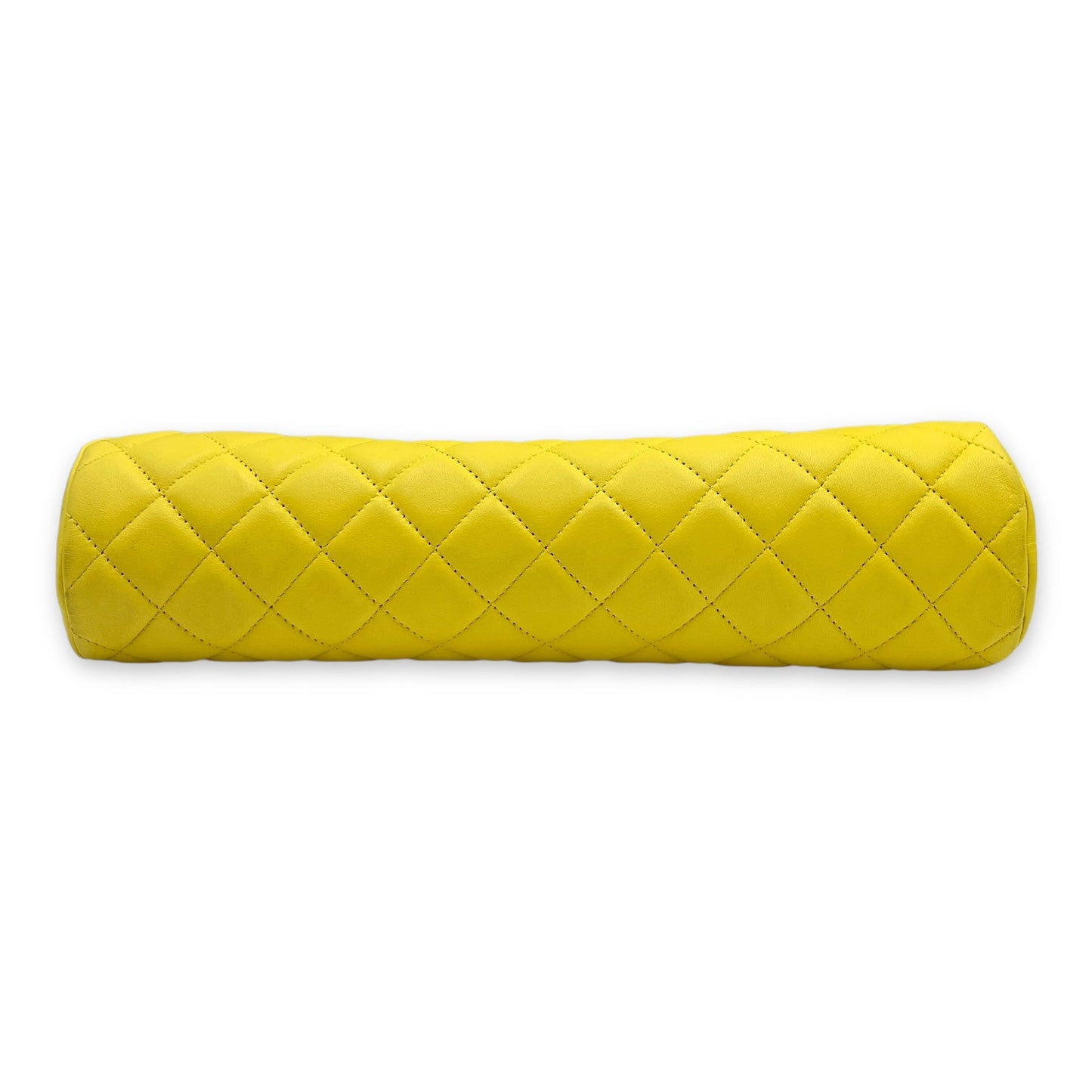 Kisslock Timeless Yellow Clutch in Lambskin, Gold hardware