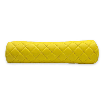 Kisslock Timeless Yellow Clutch in Lambskin, Gold hardware