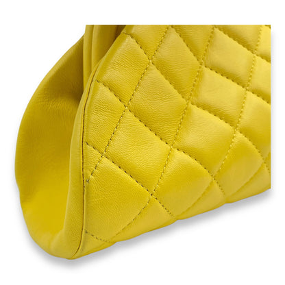 Kisslock Timeless Yellow Clutch in Lambskin, Gold hardware