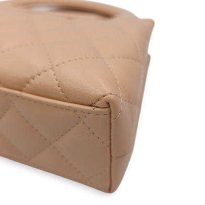 Kelly (19cm) Mini Beige Crossbody Bag in Shiny calf, Gold hardware