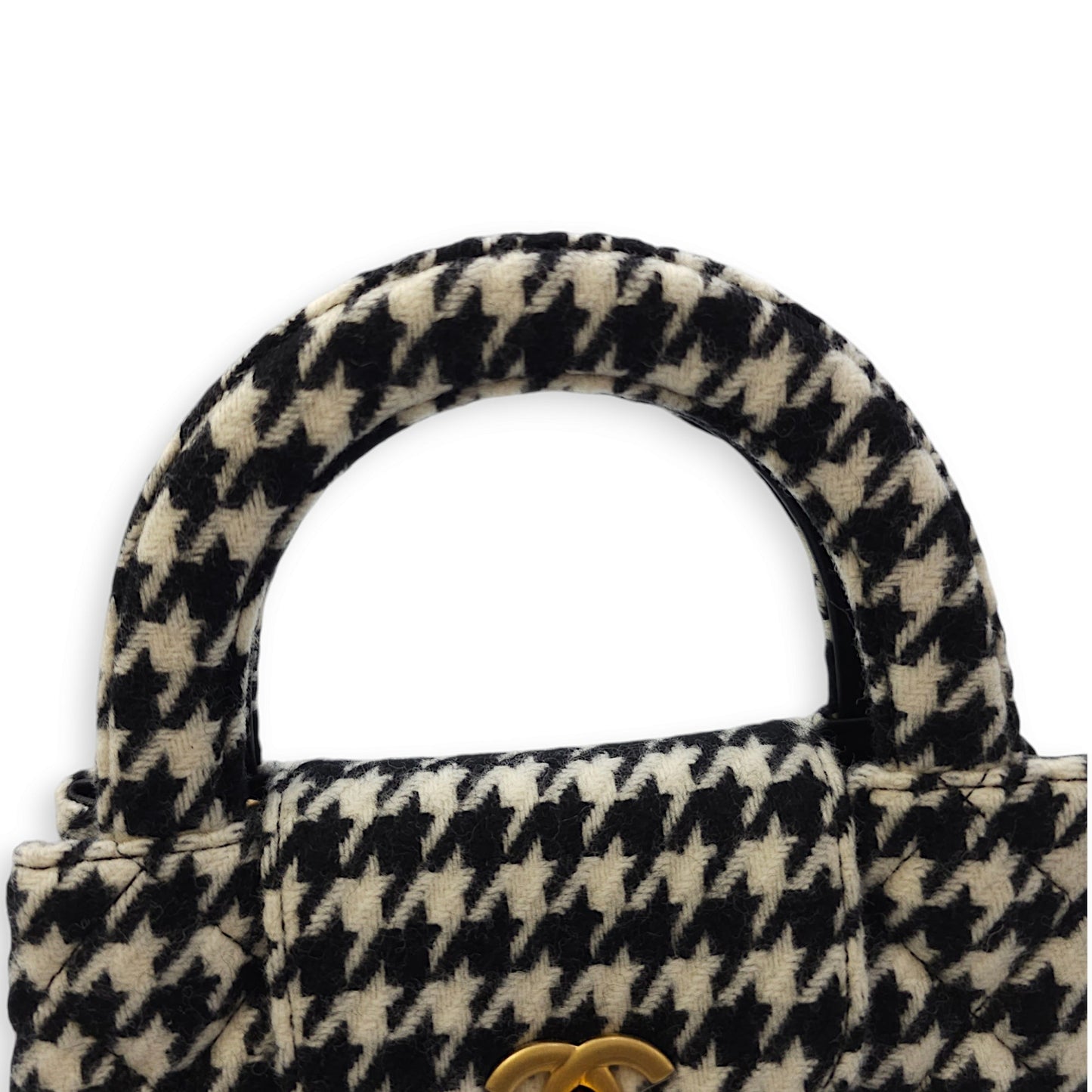 Houndstooth Kelly (19cm) Mini Multi-colour Crossbody Bag in Tweed, Gold hardware