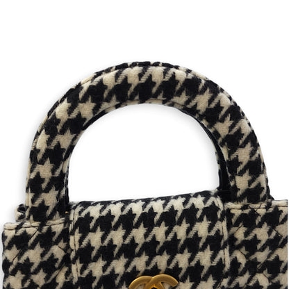 Houndstooth Kelly (19cm) Mini Multi-colour Crossbody Bag in Tweed, Gold hardware