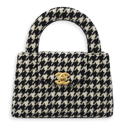 Houndstooth Kelly (19cm) Mini Multi-colour Crossbody Bag in Tweed, Gold hardware