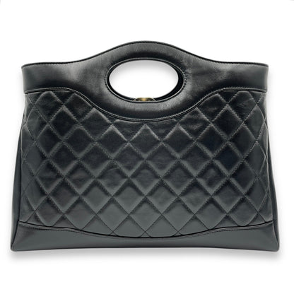 31 Shopping Tote 36x25x7cm Black Shoulder Bag in Shiny lambskin, Gold hardware