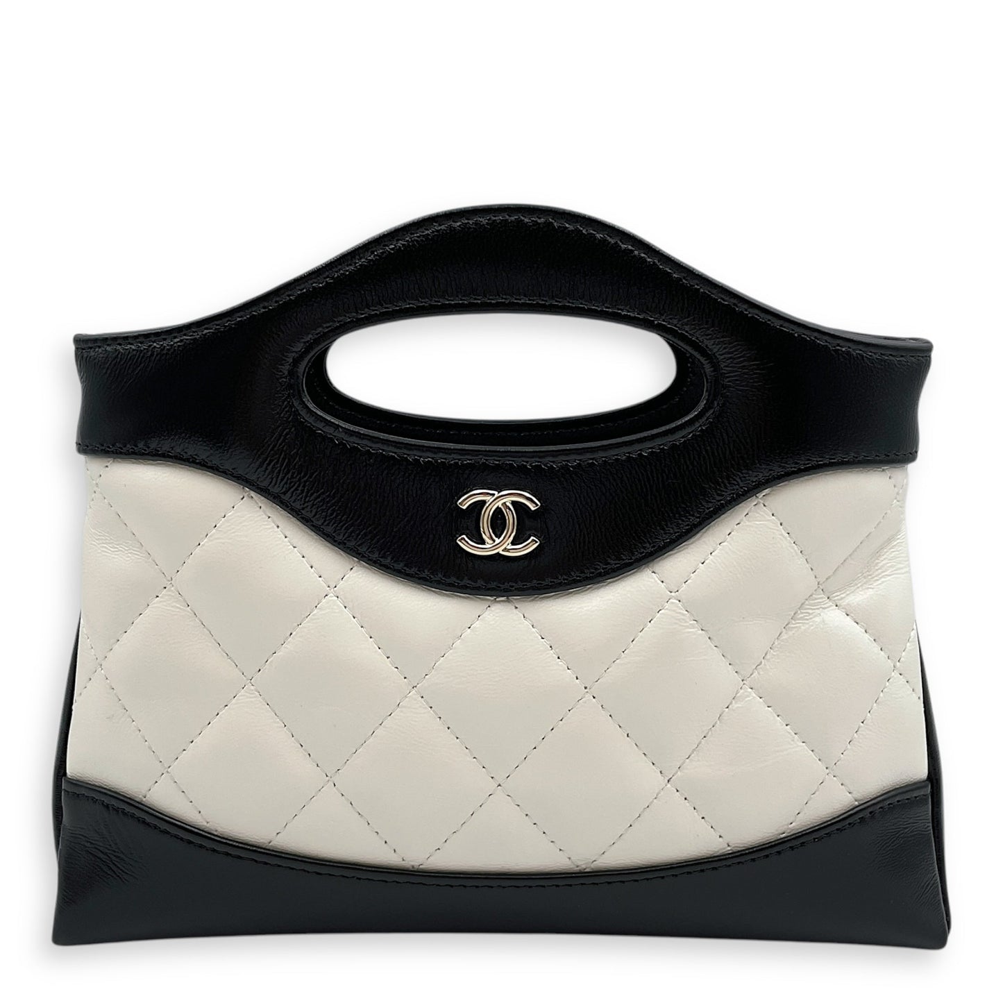 Nano 31 20x14x3.5cm Black/White Crossbody Bag in Shiny calf, Gold hardware