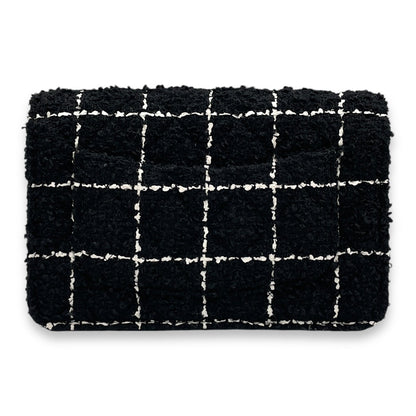 Pearl Crush Black/White Wallet On Chain in Tweed, Gold hardware