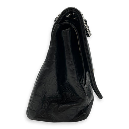31 Rue Cambon Reissue Flap Maxi Black in Calfskin, Silver hardware