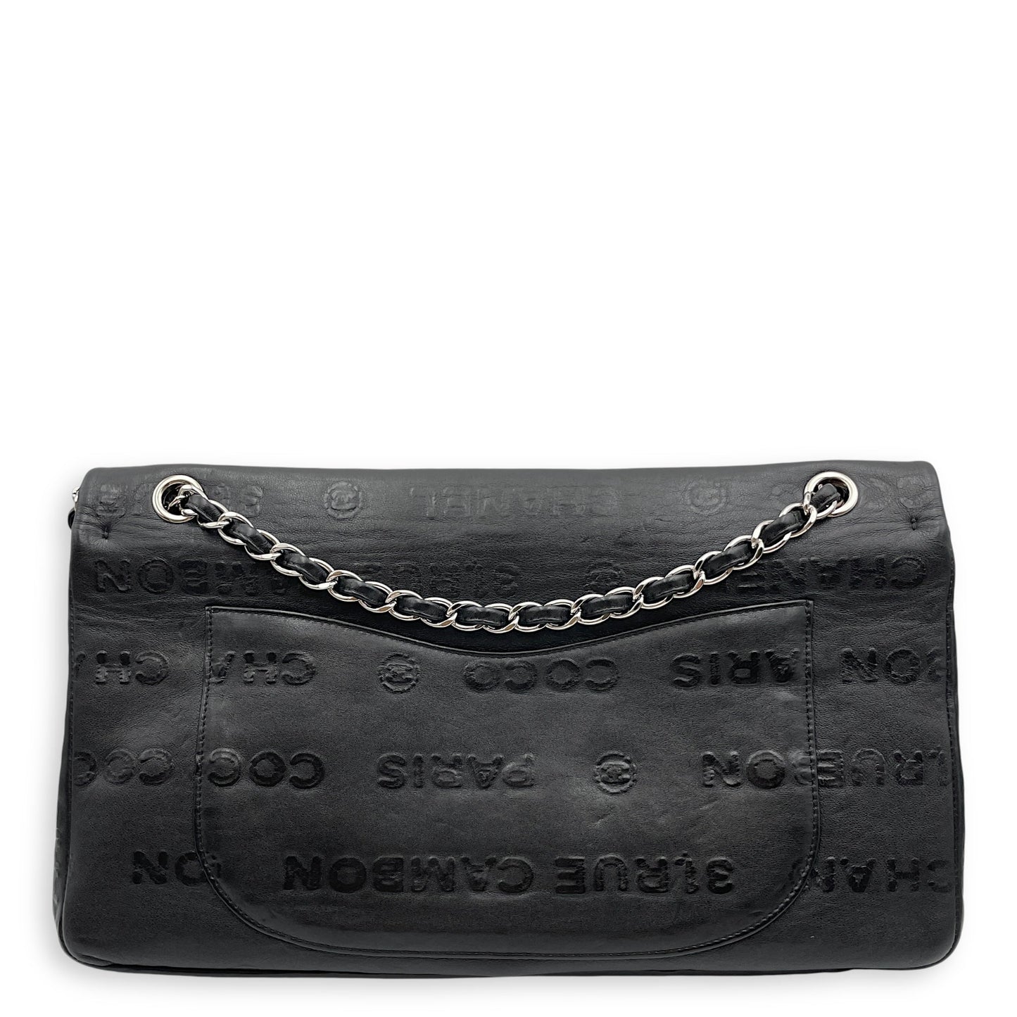 31 Rue Cambon Reissue Flap Maxi Black in Calfskin, Silver hardware
