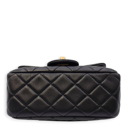 Pearl Crush Mini Black Crossbody Bag in Lambskin, Gold hardware