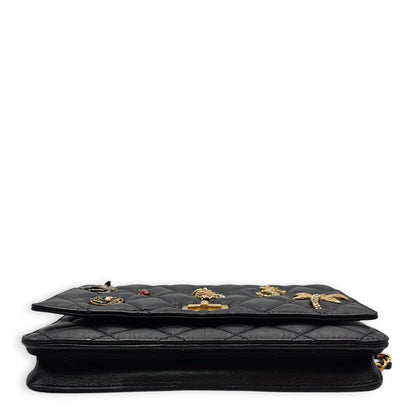 Lucky Symbols Reissue Wallet On Chain Others Black Crossbody Bag in Distressed Leather, 2-Tone hardware