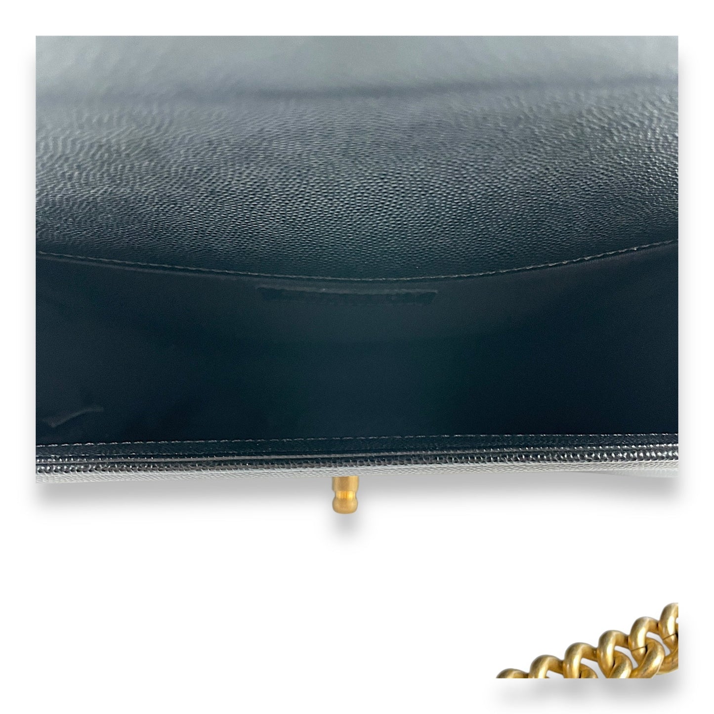 Quilted Boy (25cm) Medium Black Shoulder Bag in Caviar Leather, Guilloche hardware