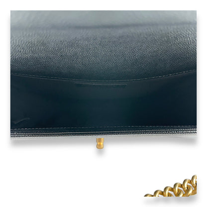 Quilted Boy (25cm) Medium Black Shoulder Bag in Caviar Leather, Guilloche hardware