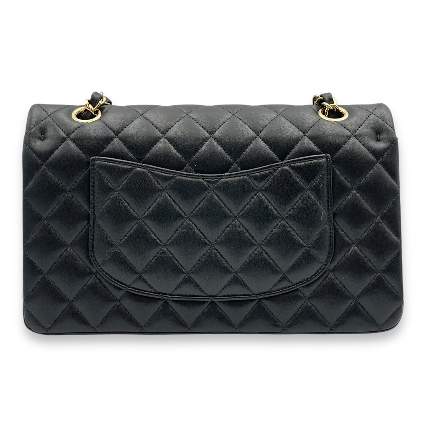 Classic (DF) Medium Black Shoulder Bag in Lambskin, Gold hardware