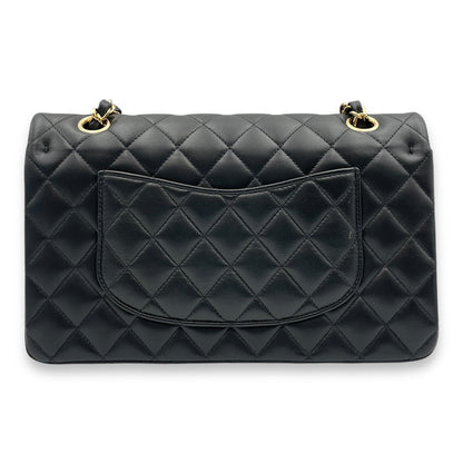 Classic (DF) Medium Black Shoulder Bag in Lambskin, Gold hardware