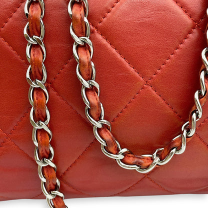 Seasonal Quilted Tote 29x27x9.5cm Red Shoulder Bag in Calfskin, Silver hardware