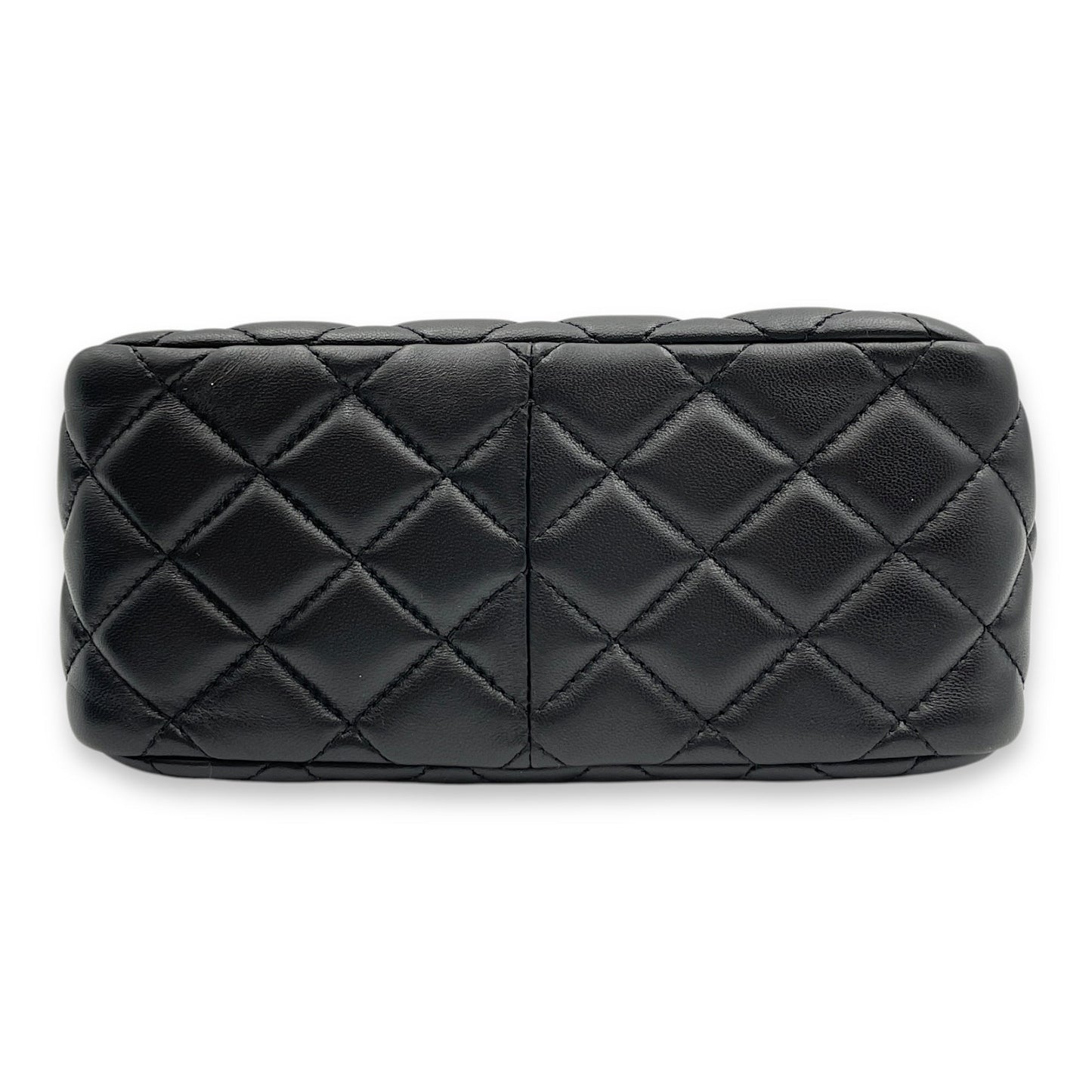 Pearl Crush Seasonal Black Crossbody Bag in Lambskin, Gold hardware