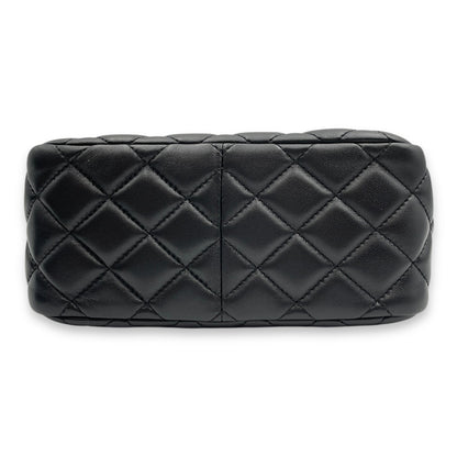 Pearl Crush Seasonal Black Crossbody Bag in Lambskin, Gold hardware