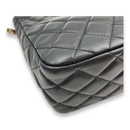 Pearl Crush Seasonal Black Crossbody Bag in Lambskin, Gold hardware