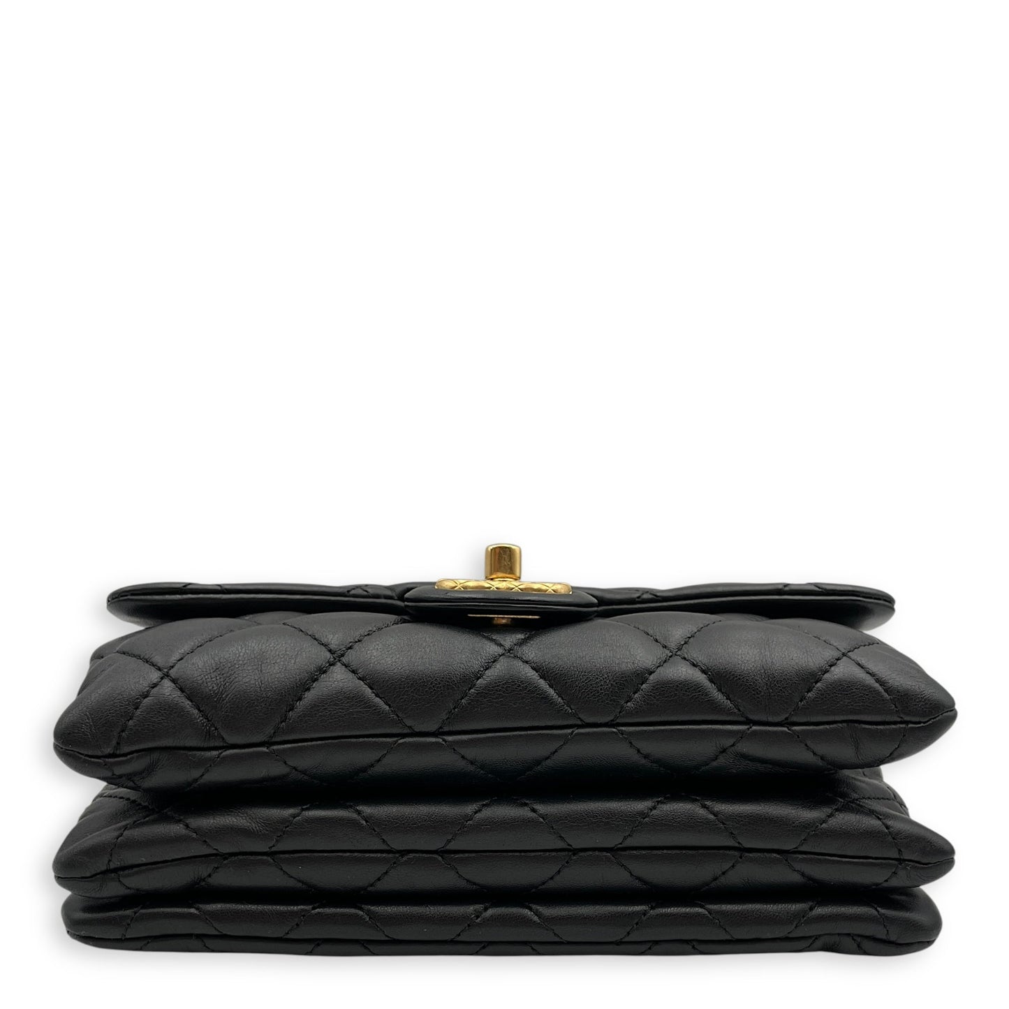 All Slide Seasonal Flap 20x13x8cm Black Crossbody Bag in Lambskin, Gold hardware
