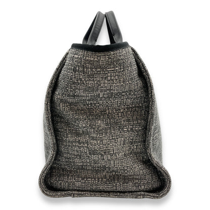 Deauville Large Grey/Black Tote Bag in Tweed, calf, Silver hardware