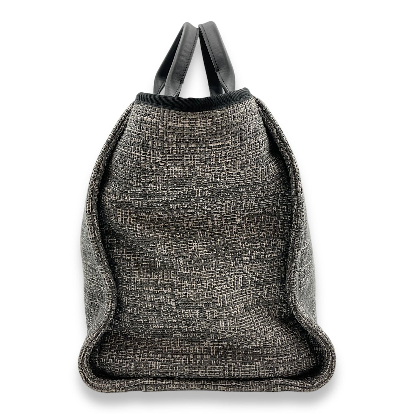 Deauville Large Grey/Black Tote Bag in Tweed, calf, Silver hardware