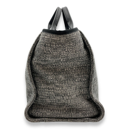 Deauville Large Grey/Black Tote Bag in Tweed, calf, Silver hardware