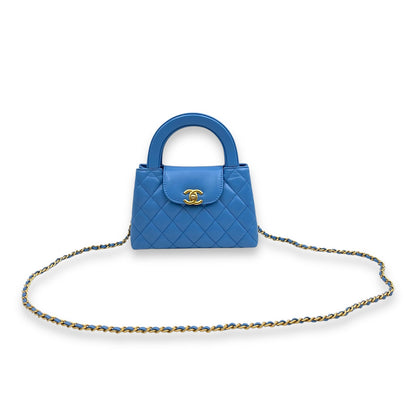 Kelly 19cm Blue in Shiny calf, Gold hardware