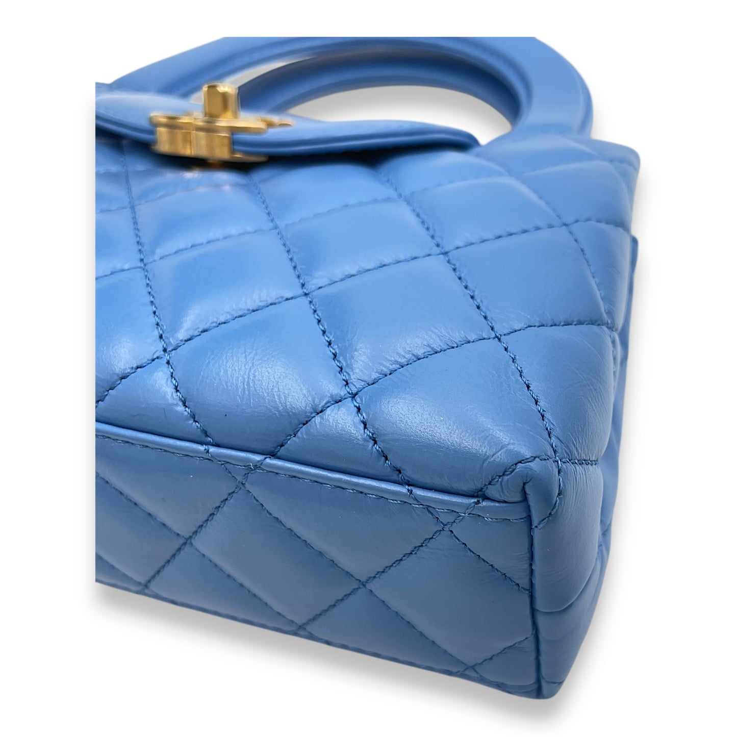 Kelly 19cm Blue in Shiny calf, Gold hardware