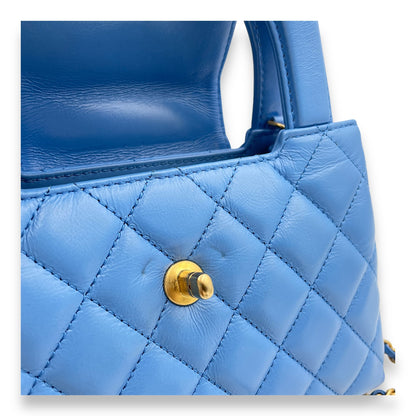 Kelly 19cm Blue in Shiny calf, Gold hardware