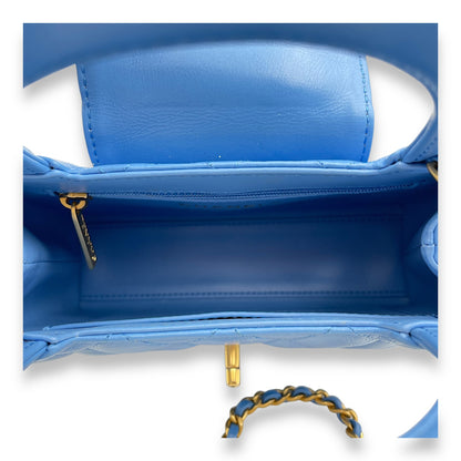 Kelly 19cm Blue in Shiny calf, Gold hardware