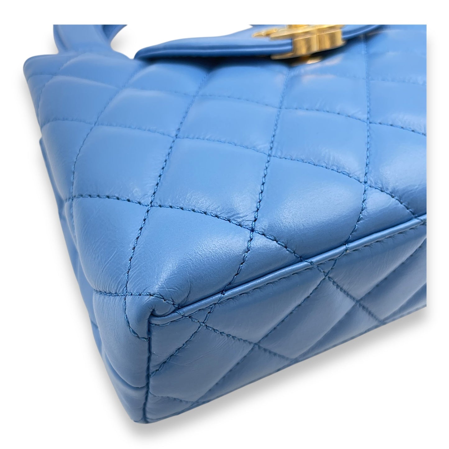 Kelly 19cm Blue in Shiny calf, Gold hardware