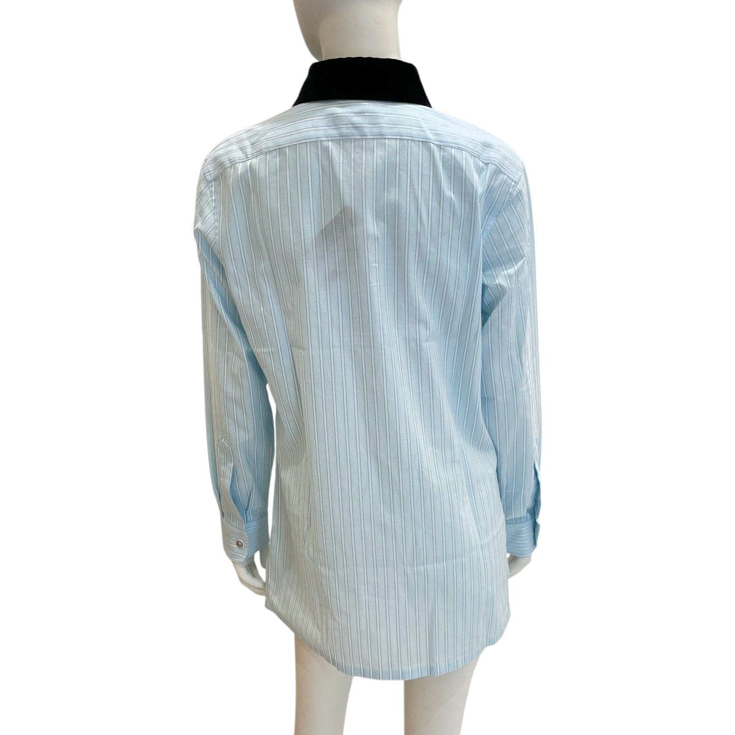 22B Leo Buttons Long Sleeves Blouse 34 Light Blue/White in Cotton, silk, Silver hardware