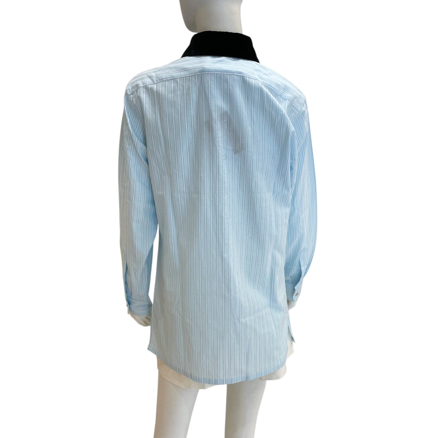 22B Leo Buttons Long Sleeves Blouse 34 Light Blue/White in Cotton, silk, Silver hardware