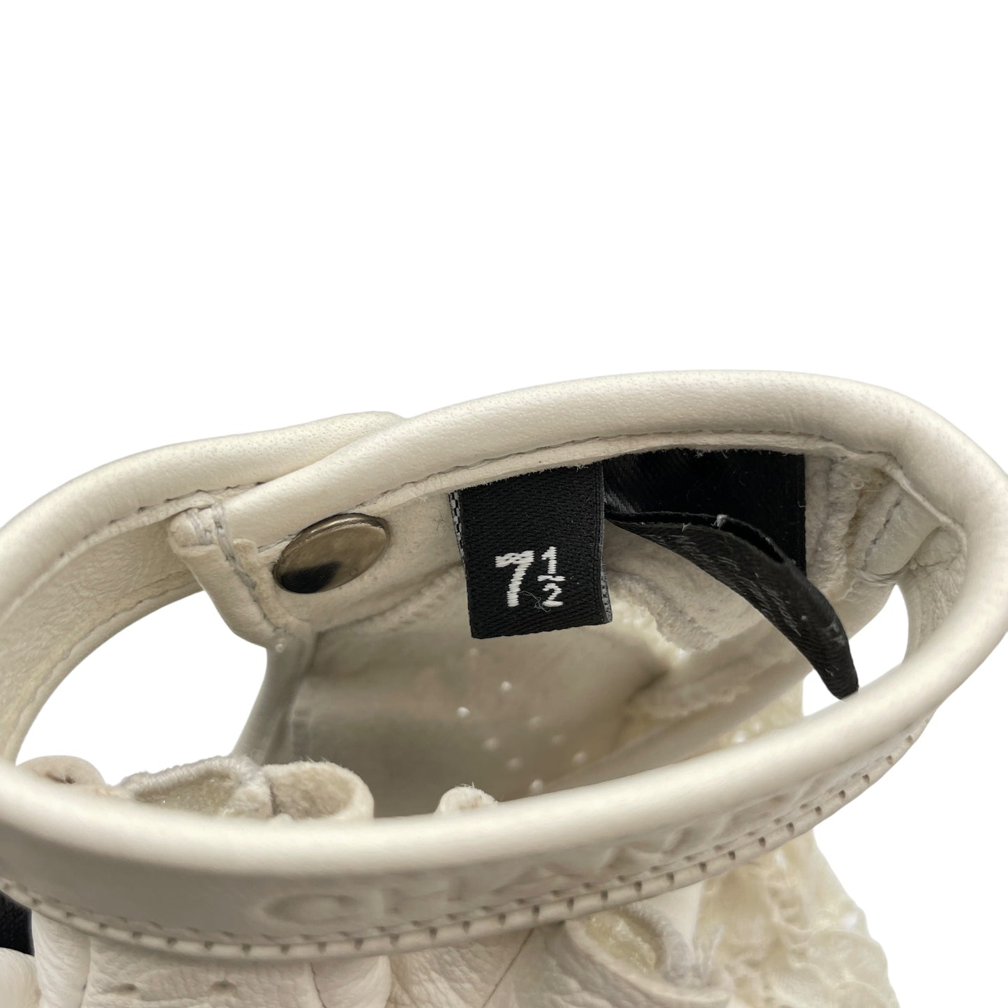 Leather and Lace 7.5 White Gloves in Lambskin, polyamide,viscose,elastane, Silver hardware