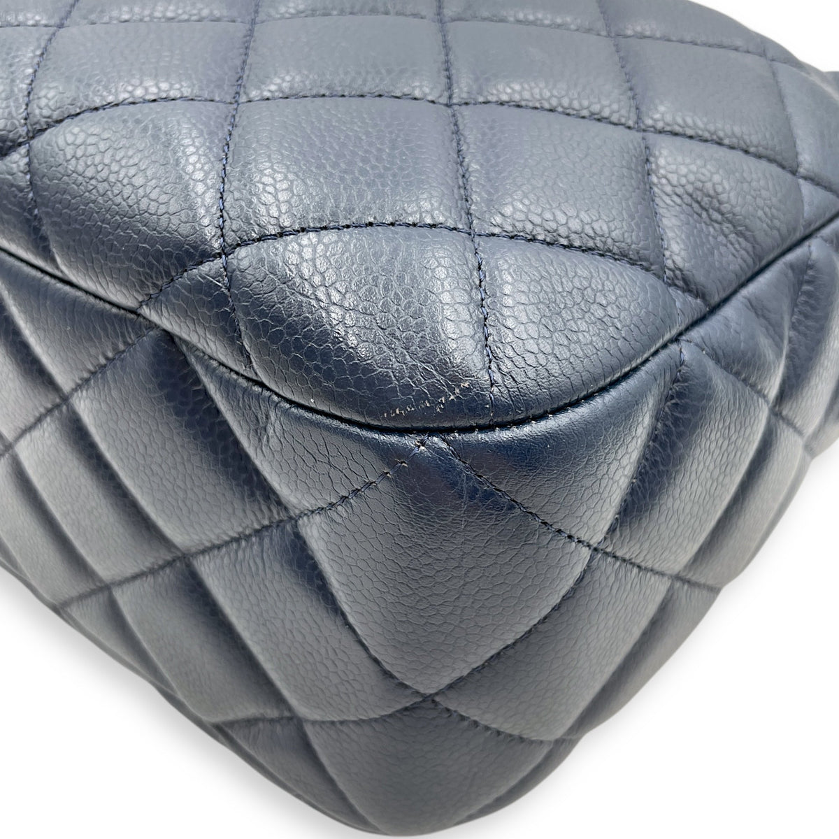 Cc Quilted Camera Bag 30x22x9cm Navy Blue Shoulder Bag in Caviar Leather, Silver hardware
