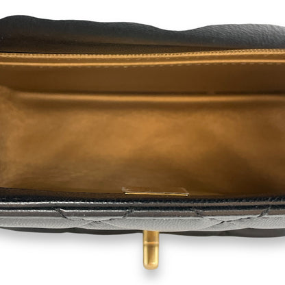 Pearl Crush Mini Square Black Crossbody Bag in Lambskin, Gold hardware