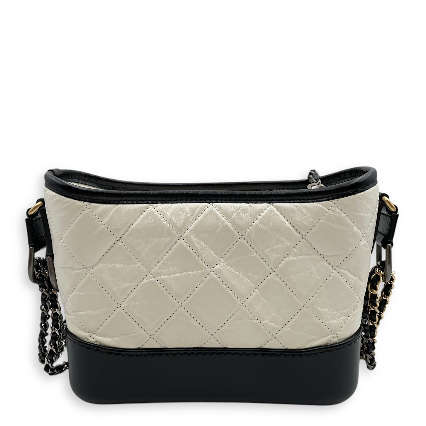 Quilted Gabrielle Small Multi-colour Shoulder Bag in Distressed Leather, 3-Tone hardware