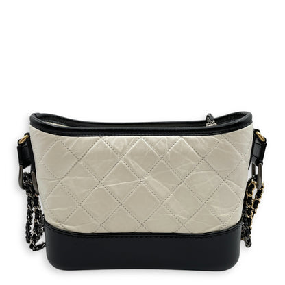Quilted Gabrielle Small Multi-colour Shoulder Bag in Distressed Leather, 3-Tone hardware