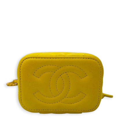Pearl Crush Mini Yellow Vanity Bag in Lambskin, Gold hardware