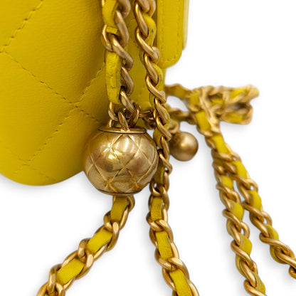 Pearl Crush Mini Yellow Vanity Bag in Lambskin, Gold hardware