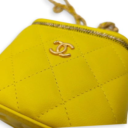 Pearl Crush Mini Yellow Vanity Bag in Lambskin, Gold hardware