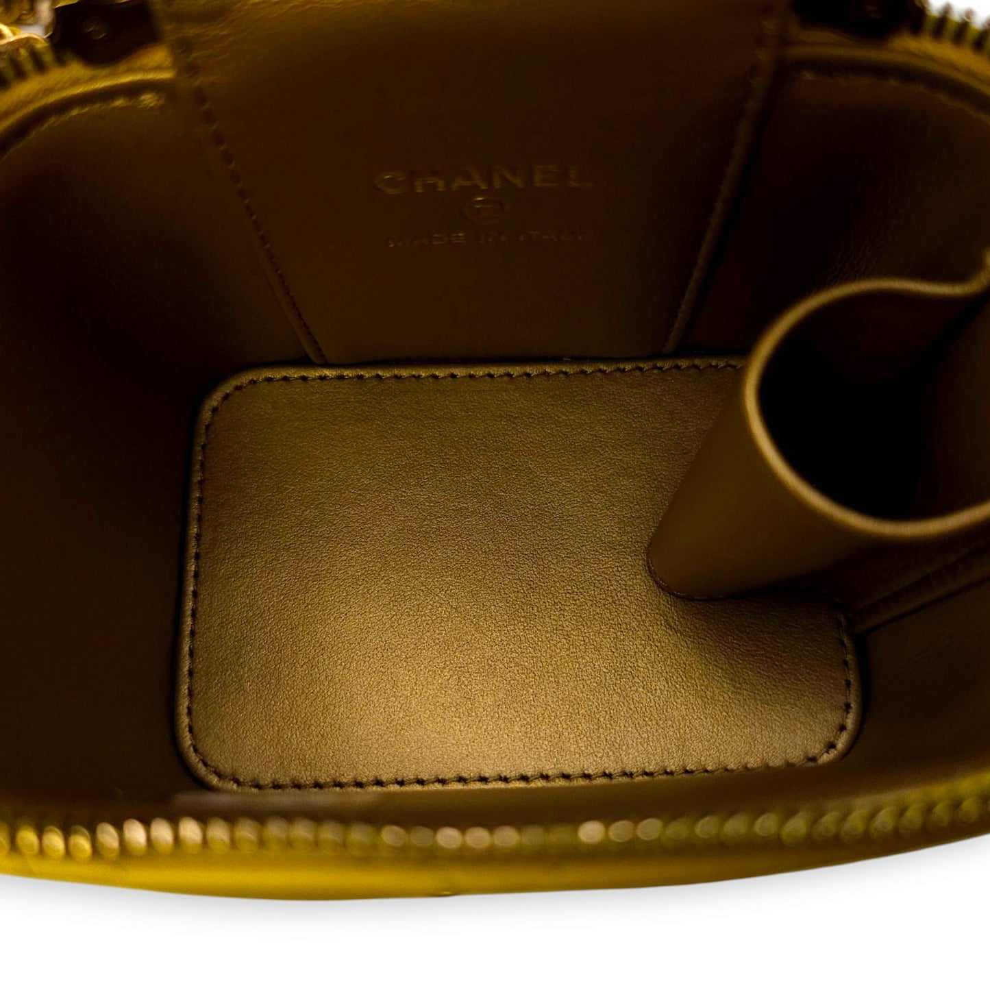 Pearl Crush Mini Yellow Vanity Bag in Lambskin, Gold hardware