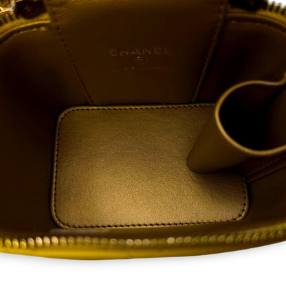 Pearl Crush Mini Yellow Vanity Bag in Lambskin, Gold hardware