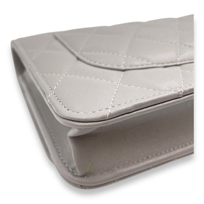 Classic Grey Wallet On Chain in Lambskin, Silver hardware